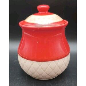 Vtg Canister Burnt Orange Quilted Taupe Tan Kitchen Bathroom